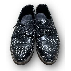 Miista London Women Size 40 US 10 Black White Dots Oxford Shoes Polka Dot